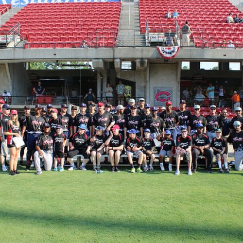 Miracle League players with the Carolina Mudcats